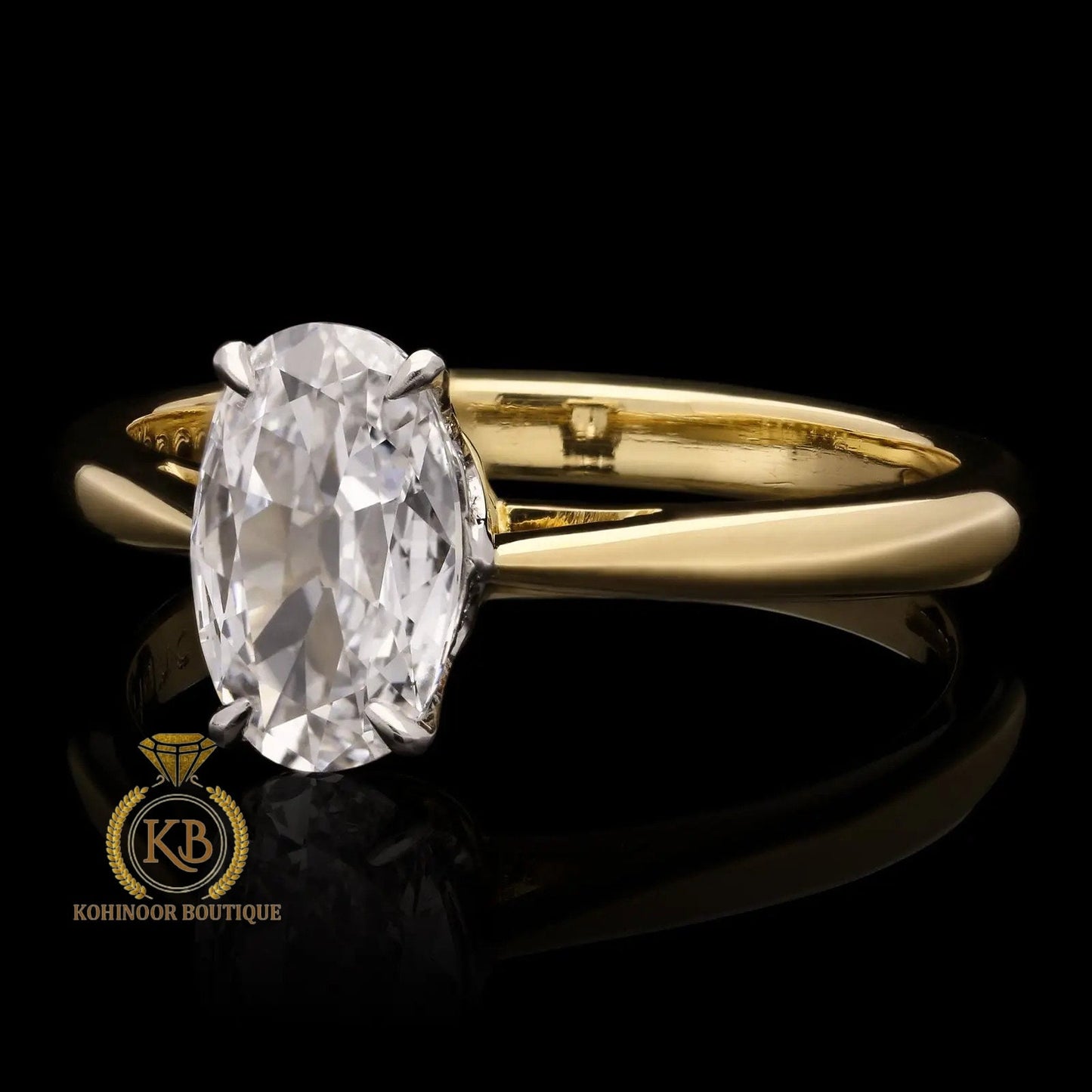 Old mine Cut OMC Oval Moissanite Solitaire Hidden Halo Engagement Ring, Proposal\Anniversary\Promise Ring in White\Yellow\Rose Gold