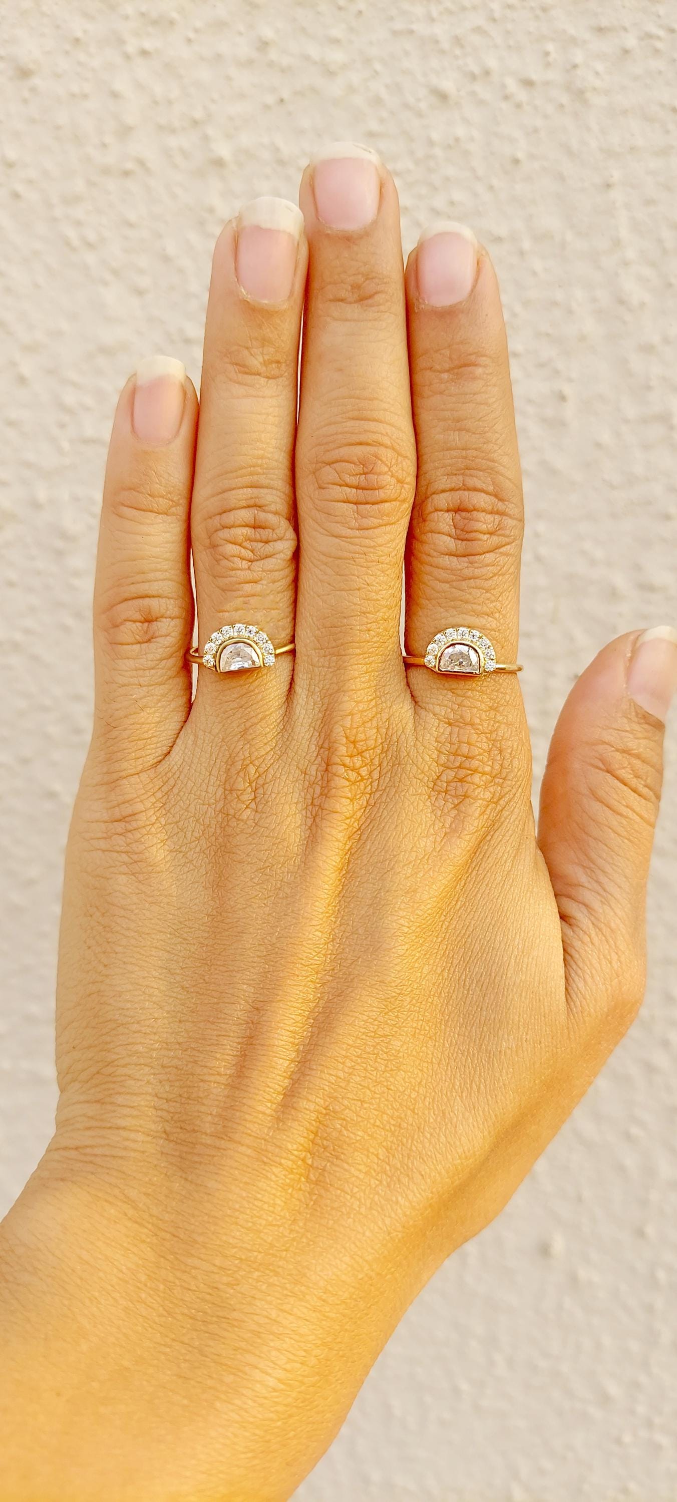 Half Moon Moissanite halo Engagement ring , Bridal\Wedding\Promise\Proposal Ring enhancer with 18k\14k\10k White\Yellow\Rose Gold