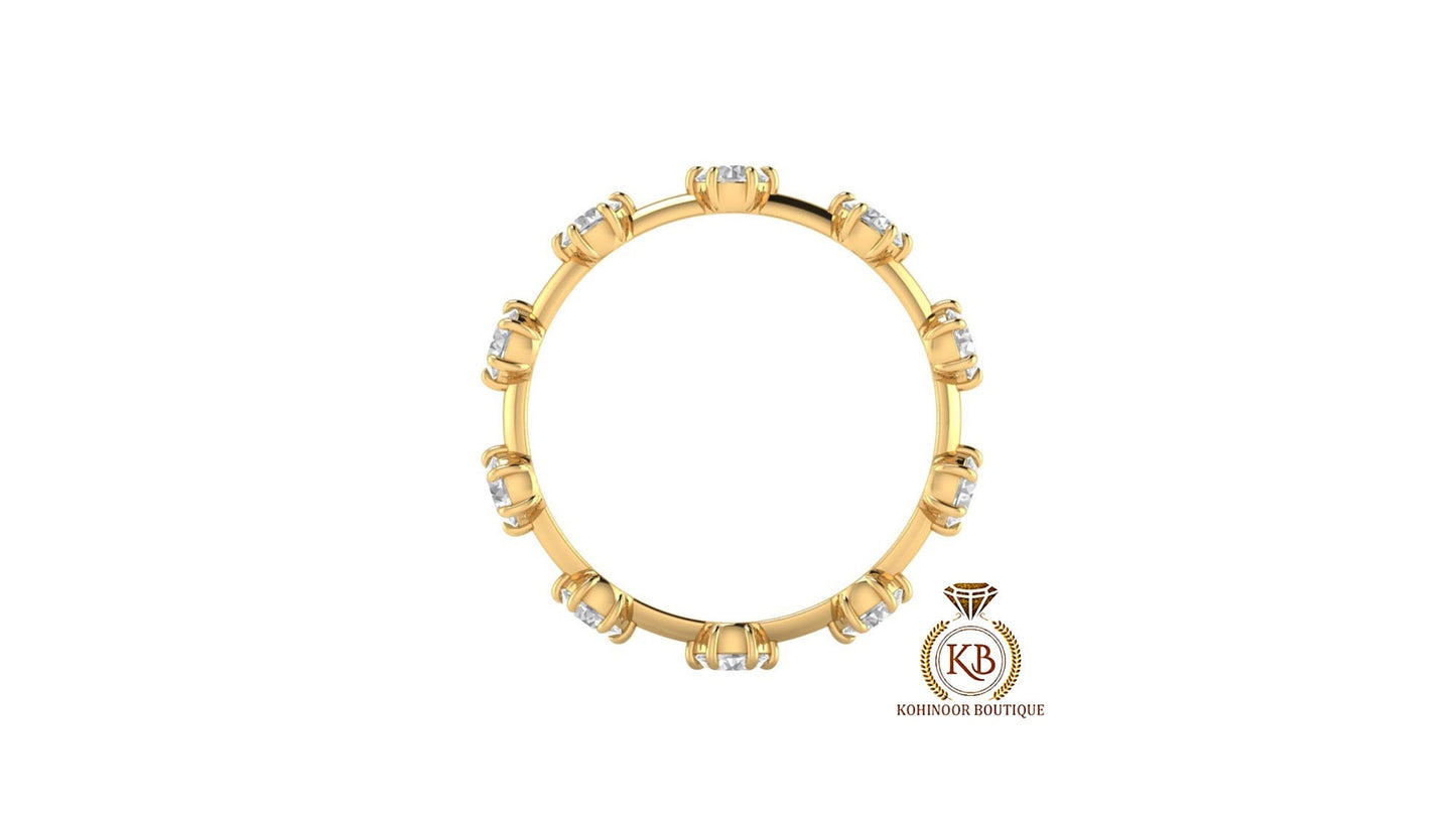 Round Moissanite Eternity band, Anniversary gift, Wedding Band in 18k\14k\10k White\Yellow\Rose Gold