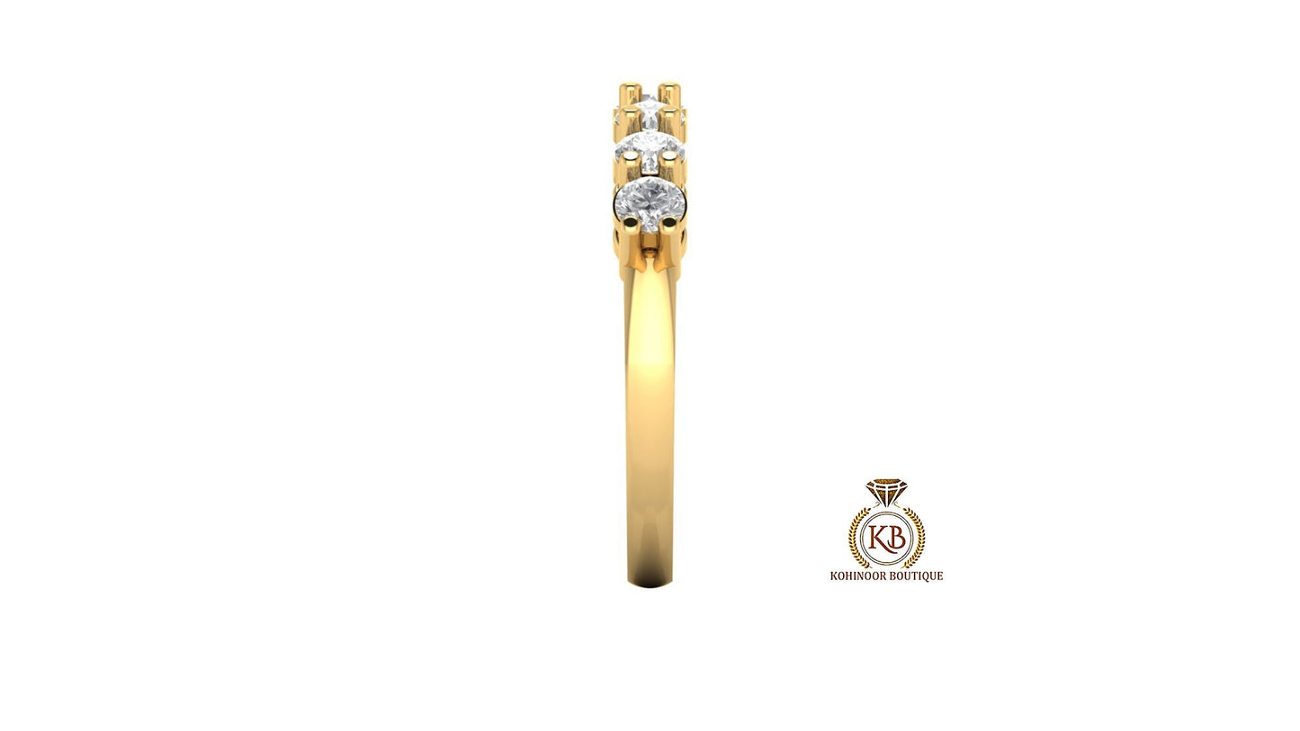 Round 7 stone Colorless Moissanite band, Anniversary gift, Wedding Band in 18k\14k\10k White\Yellow\Rose Gold