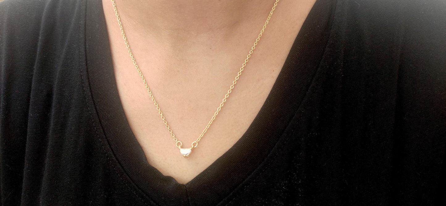 Half moon Moissanite Pendant with 18 inch cable chain, Pendant necklace for girls women, Gift for her, anniversary gift for wife