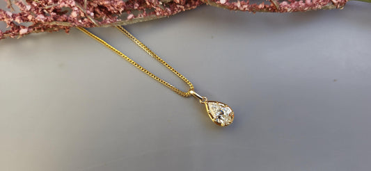 Pear Cut Lab Grown Pendant, Collet set Georgian cut down set button back Pendant without chain, Wedding Pendant