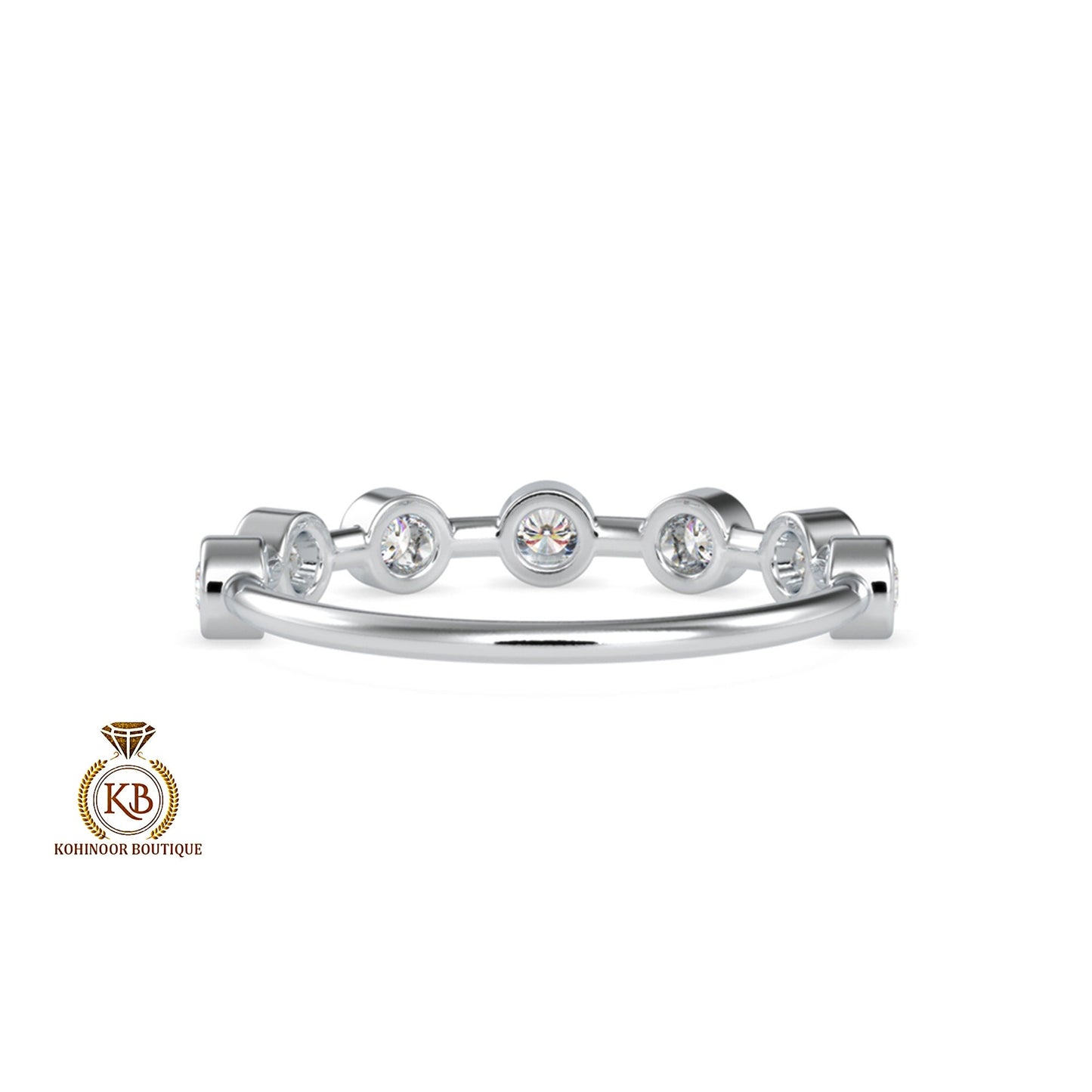 Moissanite Half\Full eternity band, Distance wedding band, stackable minimalist ring enhancer in 18k\14k\10k White\Yellow\Rose Gold