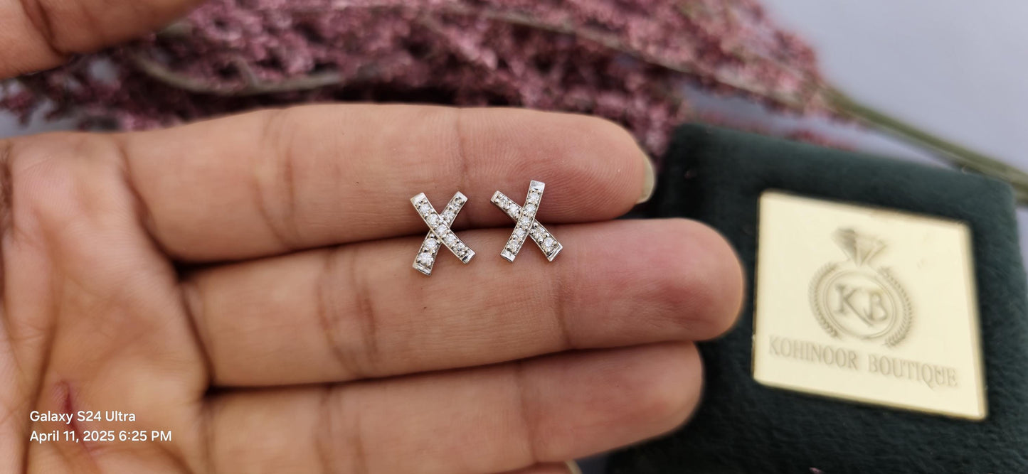 Moissanite X shaped Earrings, Earrings for women, Party wear earrings, Anniversary Gift for wife, birthday gift for women