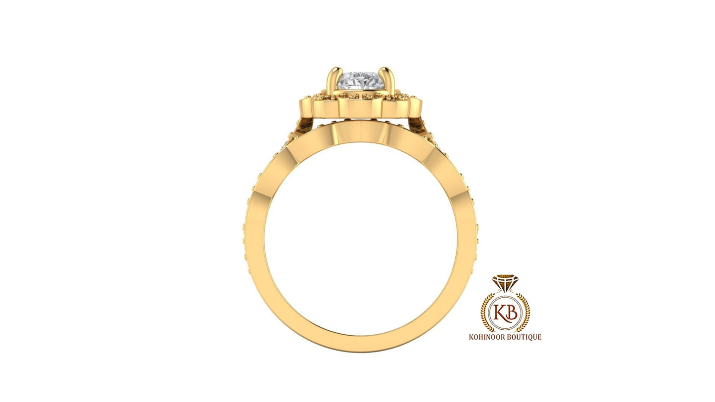 Pear Halo Moissanite Bridal Ring Set, Wedding Bridal Set, Anniversary gift for wife, Ring for women