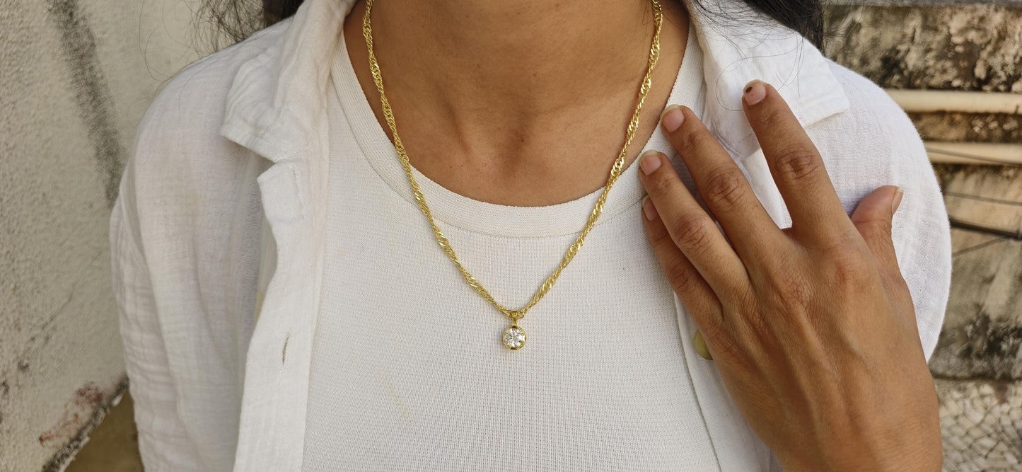 Round Cut Lab grown diamond Pendant, Collet set Georgian cut down Button back set Pendant without chain, pendant for women, gift for women