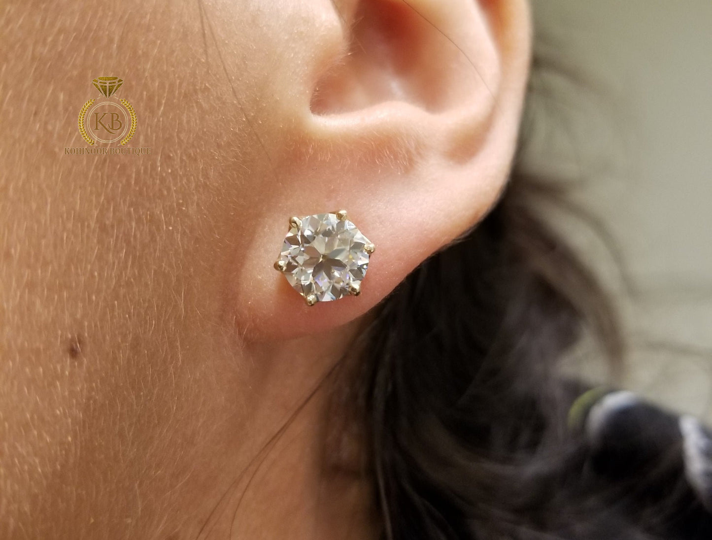 Old European cut OEC Moissanite Earrings studs, Moissanite Stud Earrings, Round Moissanite Earrings, Customized them in any size