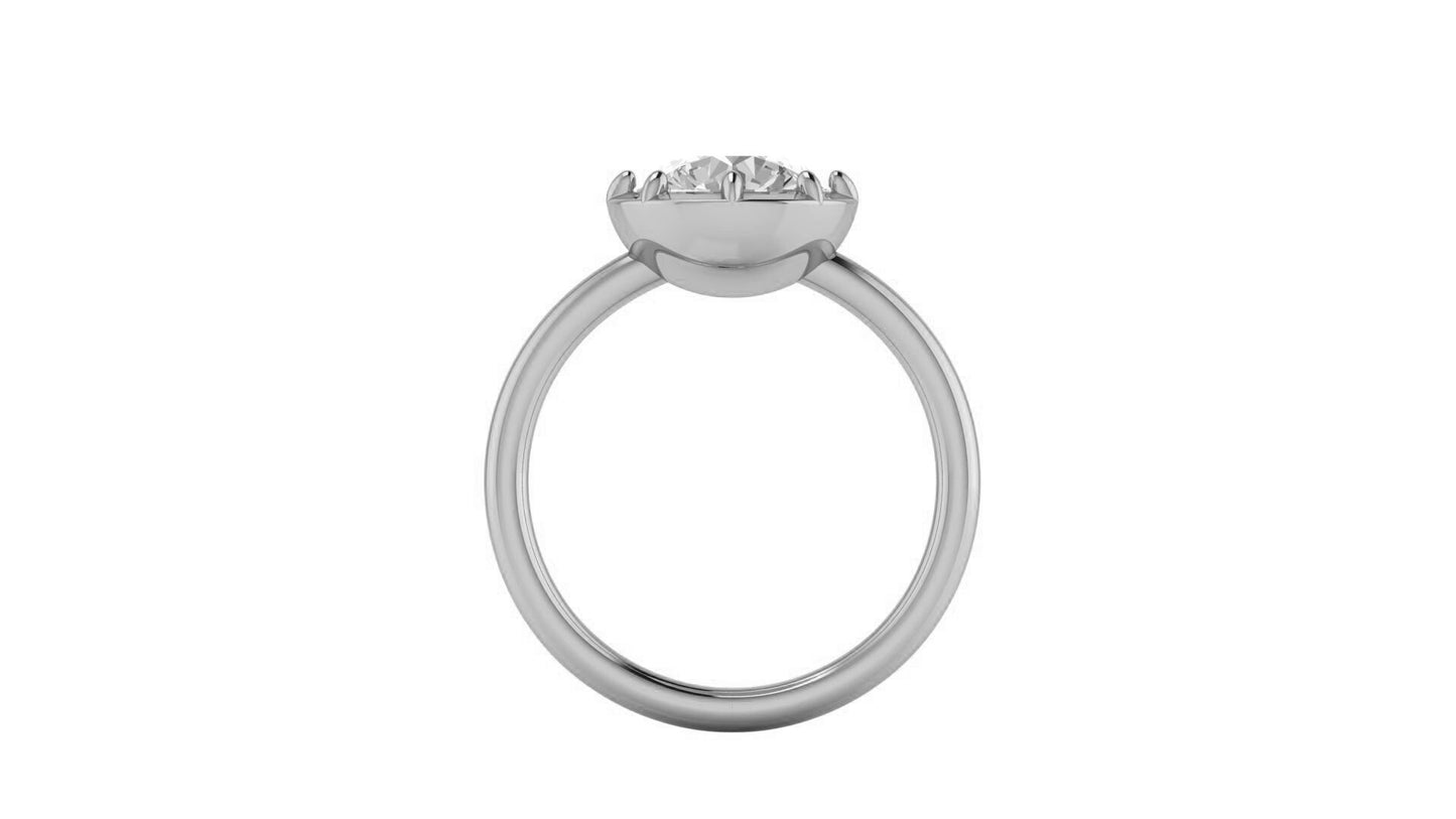 Round Button Back Georgian Cut Down Set Moissanite Solitaire Engagement ring, Ring for her, proposal Ring , Right hand statement ring.