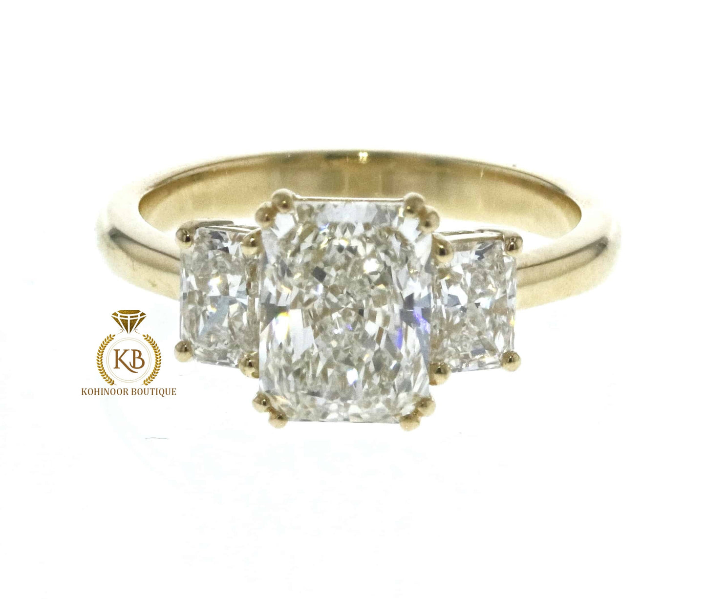 Radiant cut 3-Stone moissanite Engagement ring, ring for her, gift for women, 3 stone anniversary ring, gift for wife