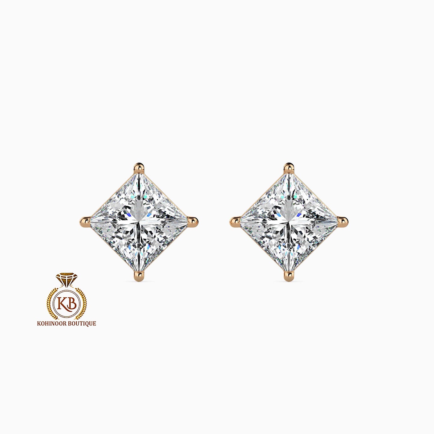 Princess Cut kite set Solitaire Moissanite Stud Earrings,Moissanite Wedding Earrings,Push Back Earrings,Anniversary Mother's Day Gift