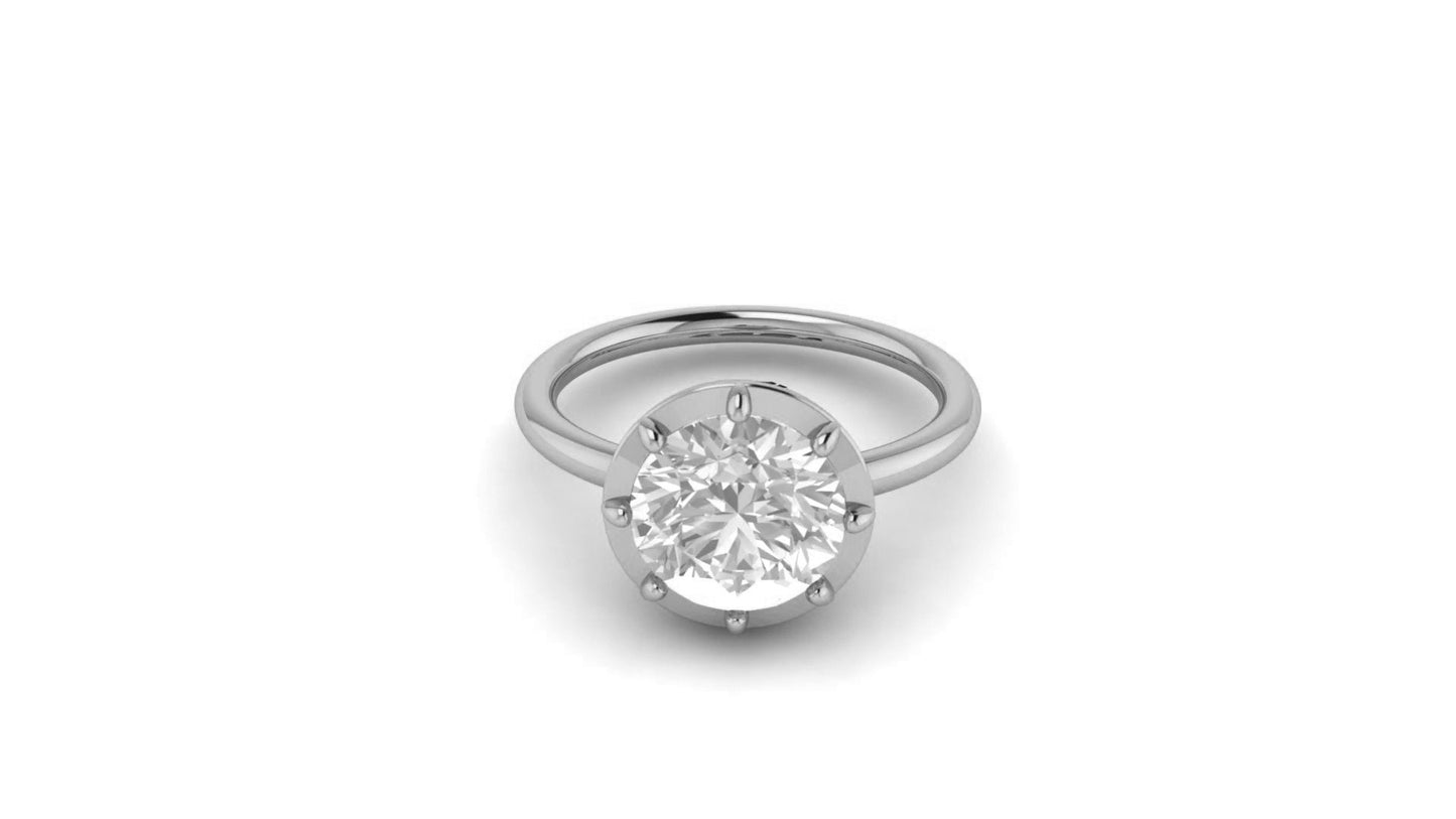 Round Button Back Georgian Cut Down Set Moissanite Solitaire Engagement ring, Ring for her, proposal Ring , Right hand statement ring.
