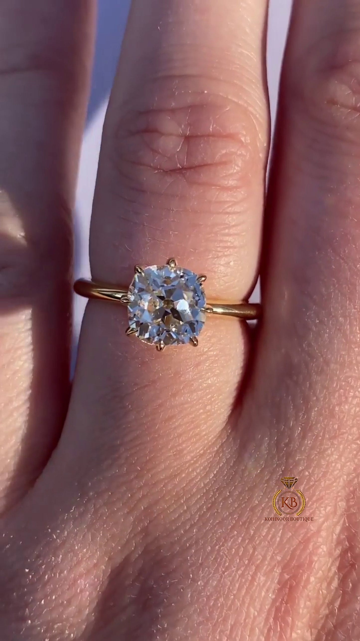 Old Mine Cut OMC Moissanite Solitaire Engagement Ring,  Ring, Wedding anniversary Ring in 18k\14k\10k White\Yellow\Rose Gold