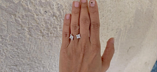 Toi Et Moi Lozenge & Princess cut colorless moissanite two stone Engagement\wedding\promise\proposal ring, gift for her