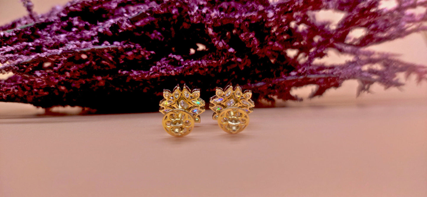 Marquise, Princess and Round Lab grown cluster studs, Statement earrings for her, Earrings studs for women, Party wear Wedding Earrings