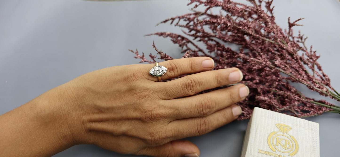 Marquise Moissanite Georgian Cut Down Set ring, ring for women, Ring for her, Statement ring, ring for women