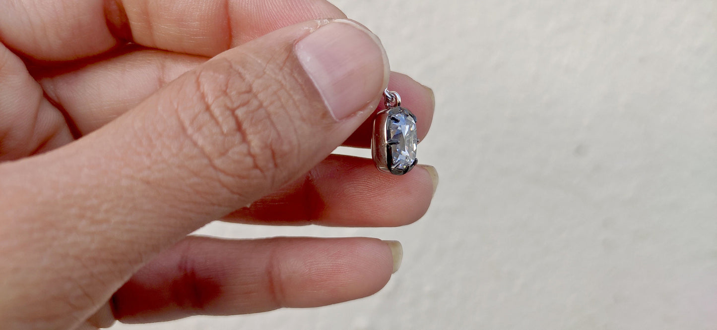 Elongated Old Mine Cut Cushion Cut Moissanite Pendant, Collet set Georgian cut down set Pendant without chain, Wedding Pendant