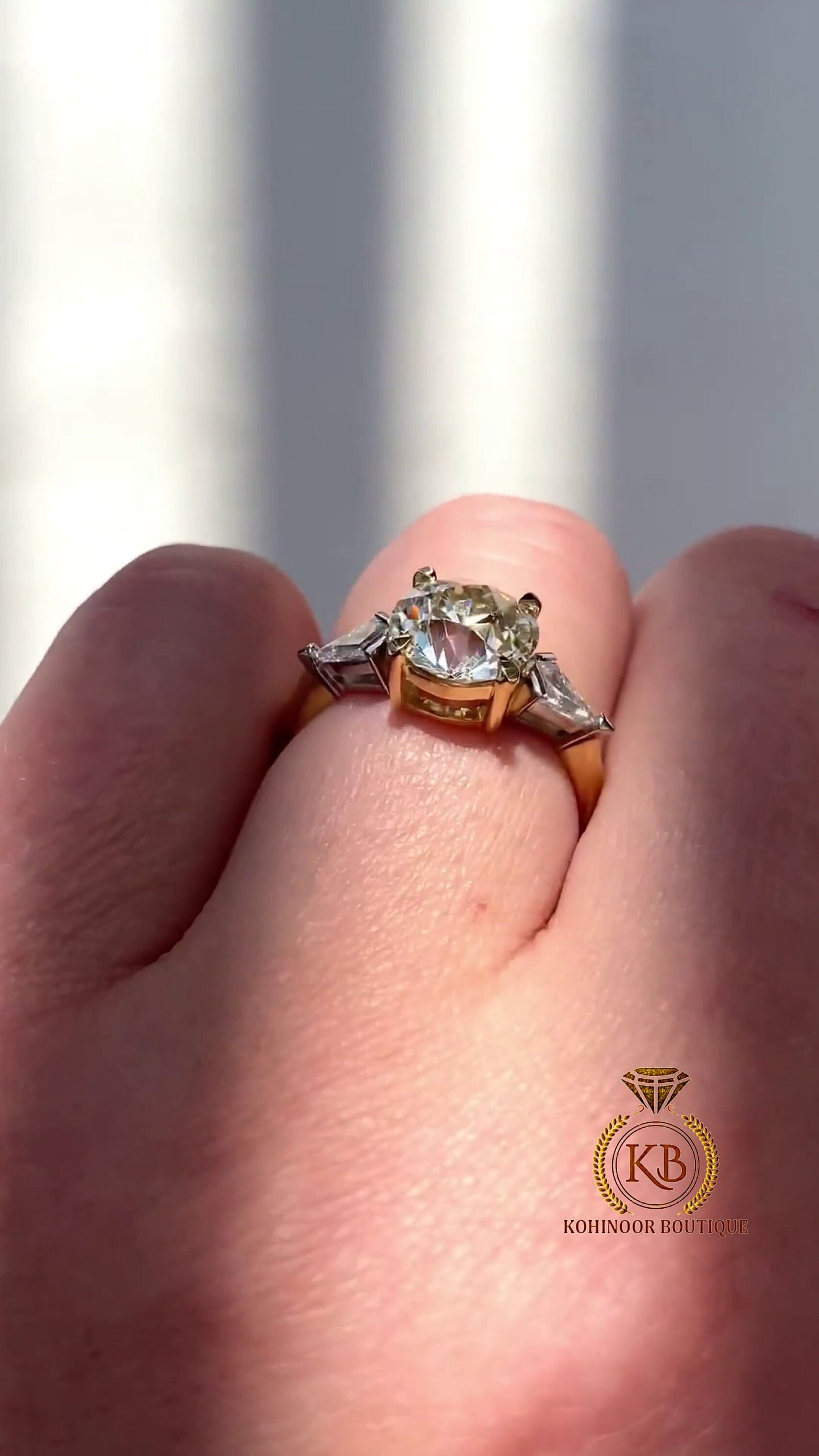 Old mine cut OMC & Shield\Kite Cut 3 Stone Moissanite Engagement Ring, Ring for her, Bridal ring, Gift for wife