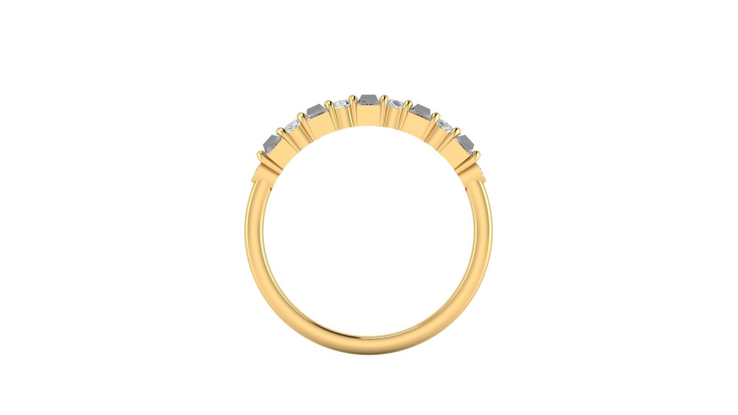 Pear & Tapered  Baguette Cut Mosaic Moissanite Half\Full Eternity Band, Minimalist Bridal stackable wedding band in White\Yellow\Rose Gold