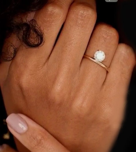 Floating moissanite solitaire Engagement ring, Ring for her, Round\Oval\Emerald\Asscher\Princess\Cushion\Trillion\Half moon\Marquise\Pear.