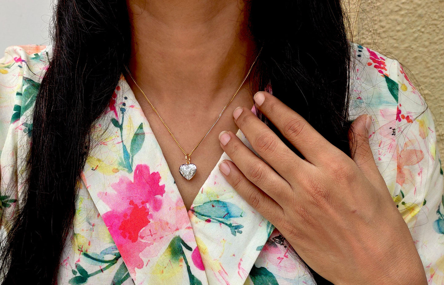 Heart Cut Moissanite Collet set Georgian cut down button back set Pendant without chain