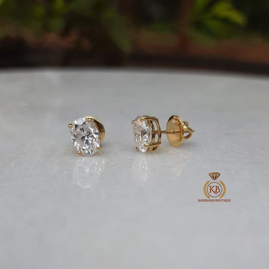 Oval Cut Solitaire Moissanite Stud Earrings,Moissanite Wedding Earrings,Push Back Earrings,Anniversary Mother's Day Gift