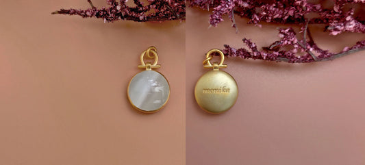 Round White Cat eye Moonstone Cabochon Matt finished, personalized with name at back Pendant ,Wedding Pendant, without chain