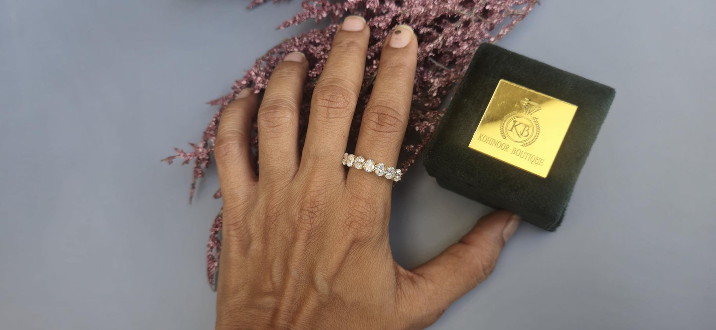 Oval 7 stone Moissanite Anniversary band, Anniversary gift for wife, Ring for her, Promise Ring