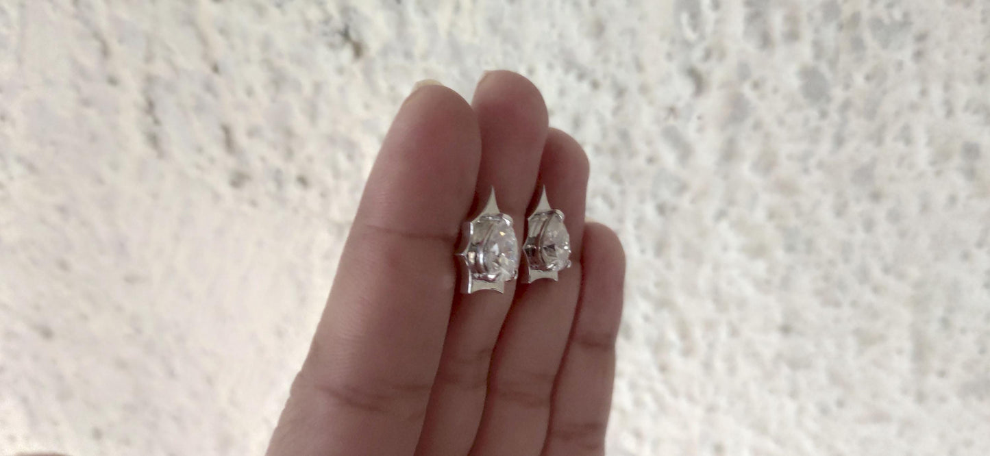 Pear Cut Moissanite in Georgian cut down setting, Solitaire Stud Earrings, Wedding Earrings,Push Back Earrings,Anniversary Studs