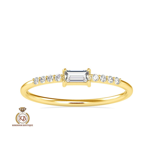 Baguette moissanite ring, delicate wedding band, dainty anniversary gift, ring for her, ring for mother, ring for proposal