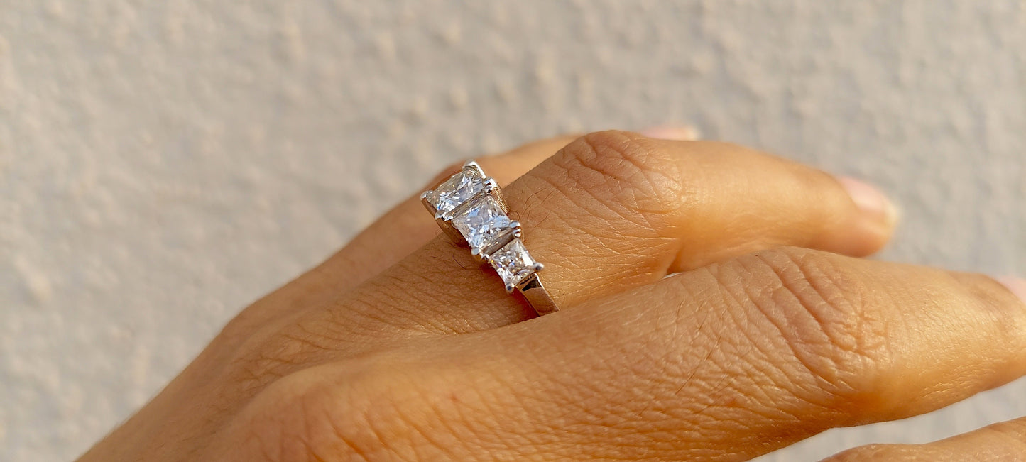 Princess Cut 5 stone Moissanite anniversary ring, 5 stone engagement ring, 5 graduating princess cut ring, ring for women, ring for her