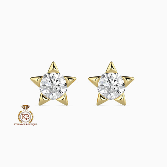Round Cut Star shaped Solitaire Moissanite Stud Earrings,Moissanite Wedding Earrings,Push Back Earrings,Anniversary Mother's Day Gift