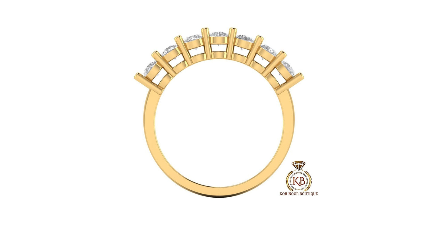 Round 7 stone Colorless Moissanite band, Anniversary gift, Wedding Band in 18k\14k\10k White\Yellow\Rose Gold