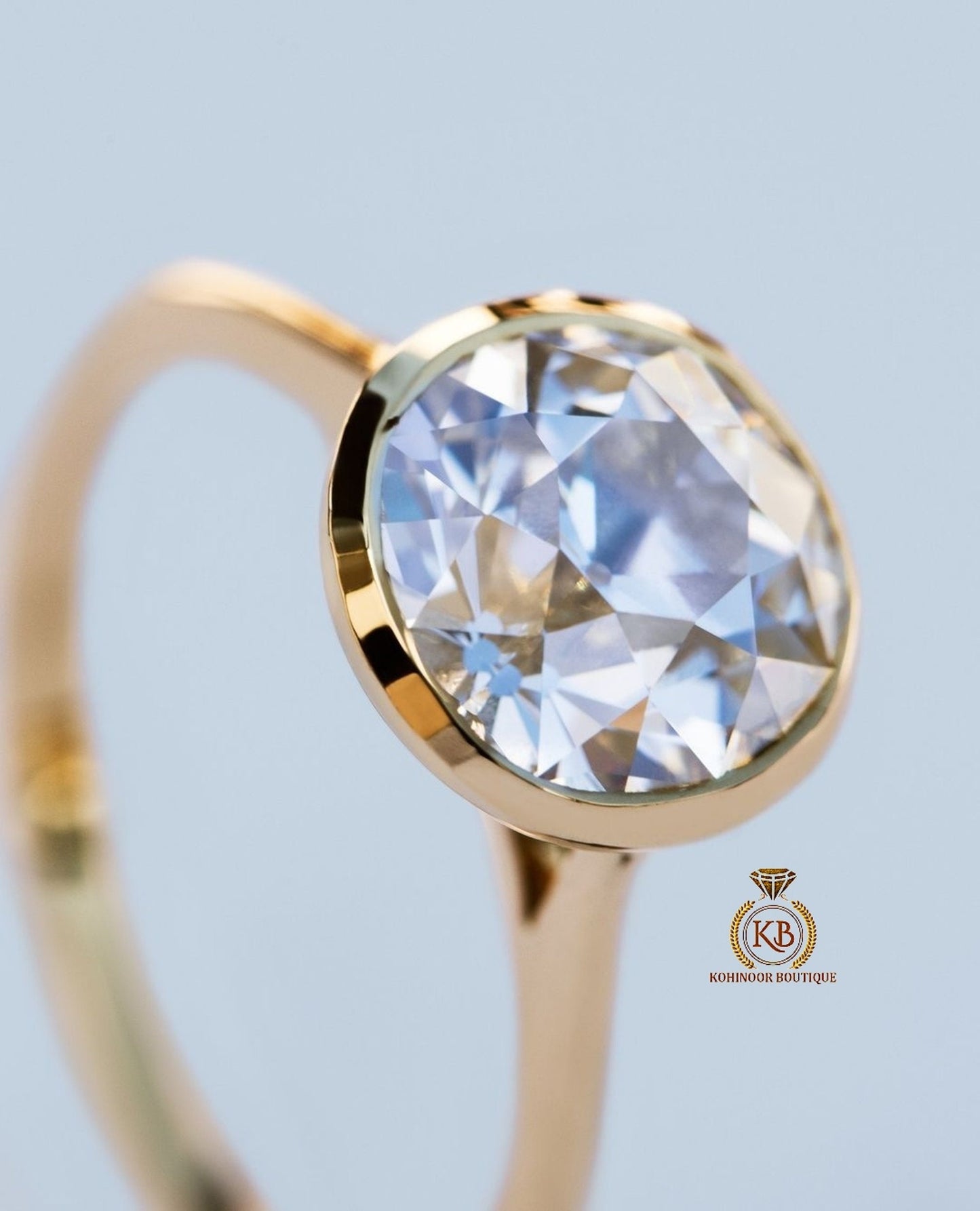 Old European Cut OEC Bezel Set Moissanite Solitaire Engagement Ring, Promise\Propose\Anniversary Ring 18k\14k\10k White\Yellow\Rose Gold