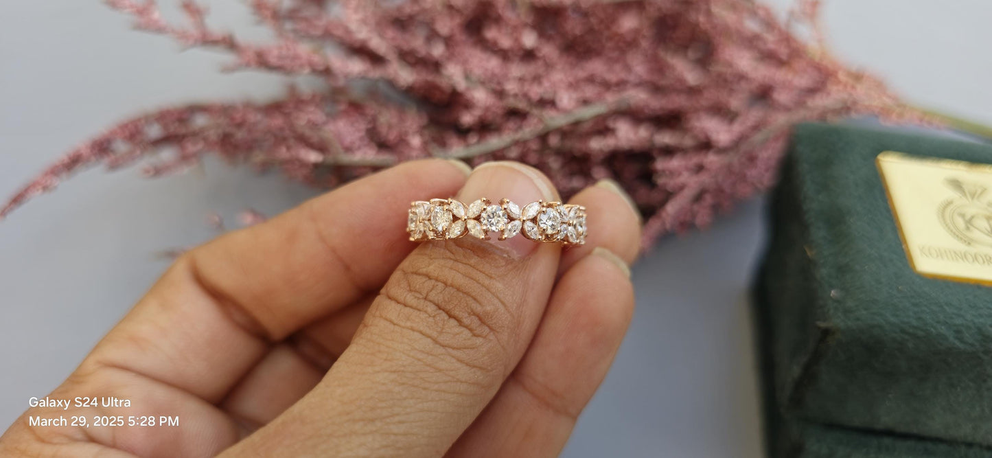 Marquise Alternating Lab grown diamond eternity wedding band, Bridal stackable, Anniversary gift for wife, Right hand ring