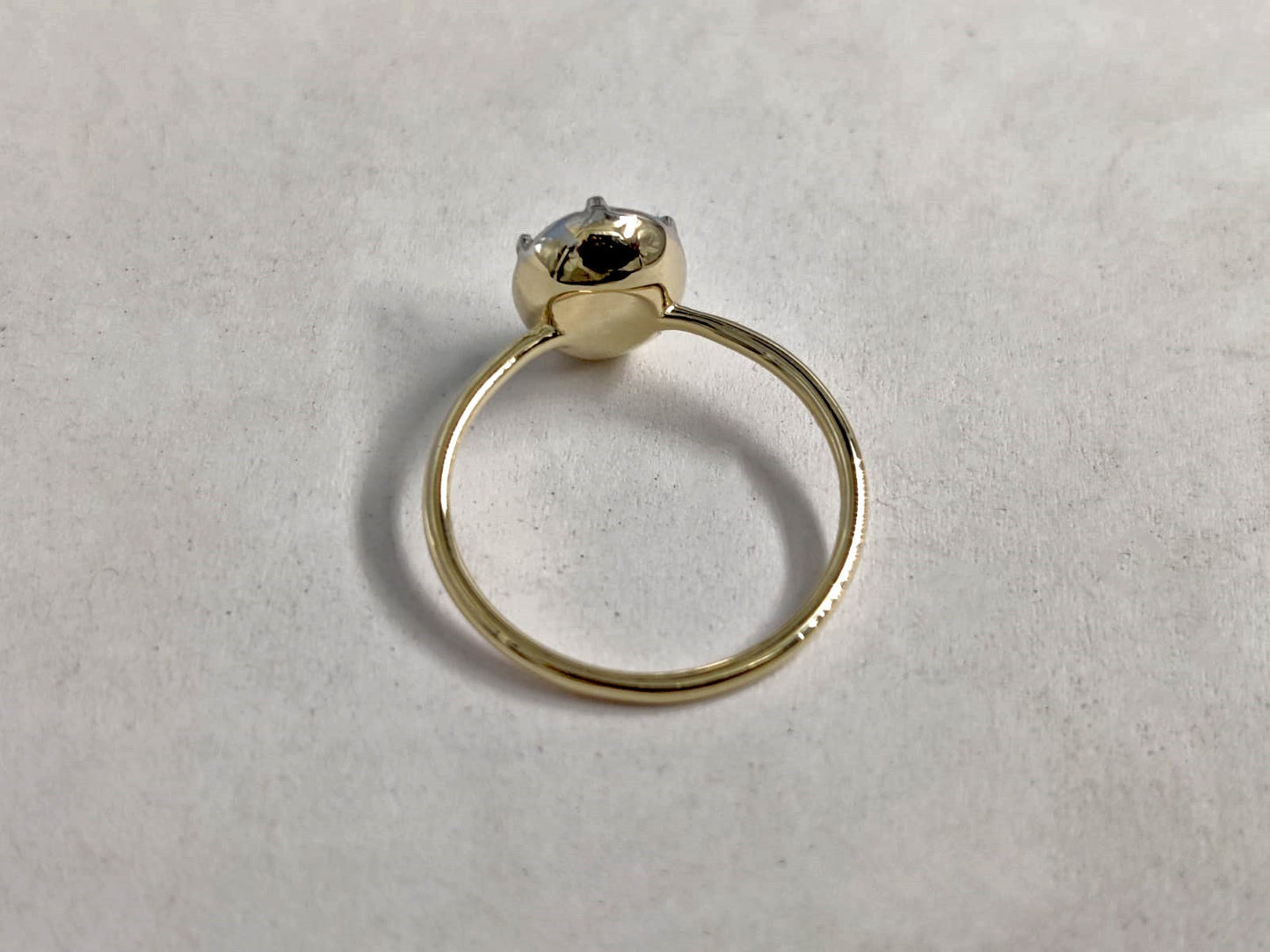 Oval Button Back Georgian Cut Down Colet Set Moissanite Solitaire Engagement ring, Ring for her, Edwardian ring, Vintage ring.