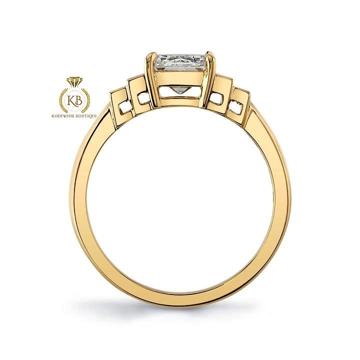 Emerald and Baguette cut 5 stone Moissanite Engagement ring,