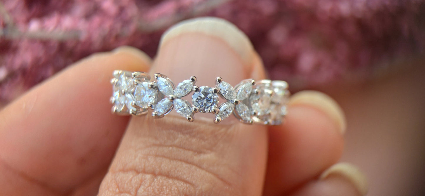 Marquise Alternating Lab grown diamond eternity wedding band, Bridal stackable, Anniversary gift for wife, Right hand ring