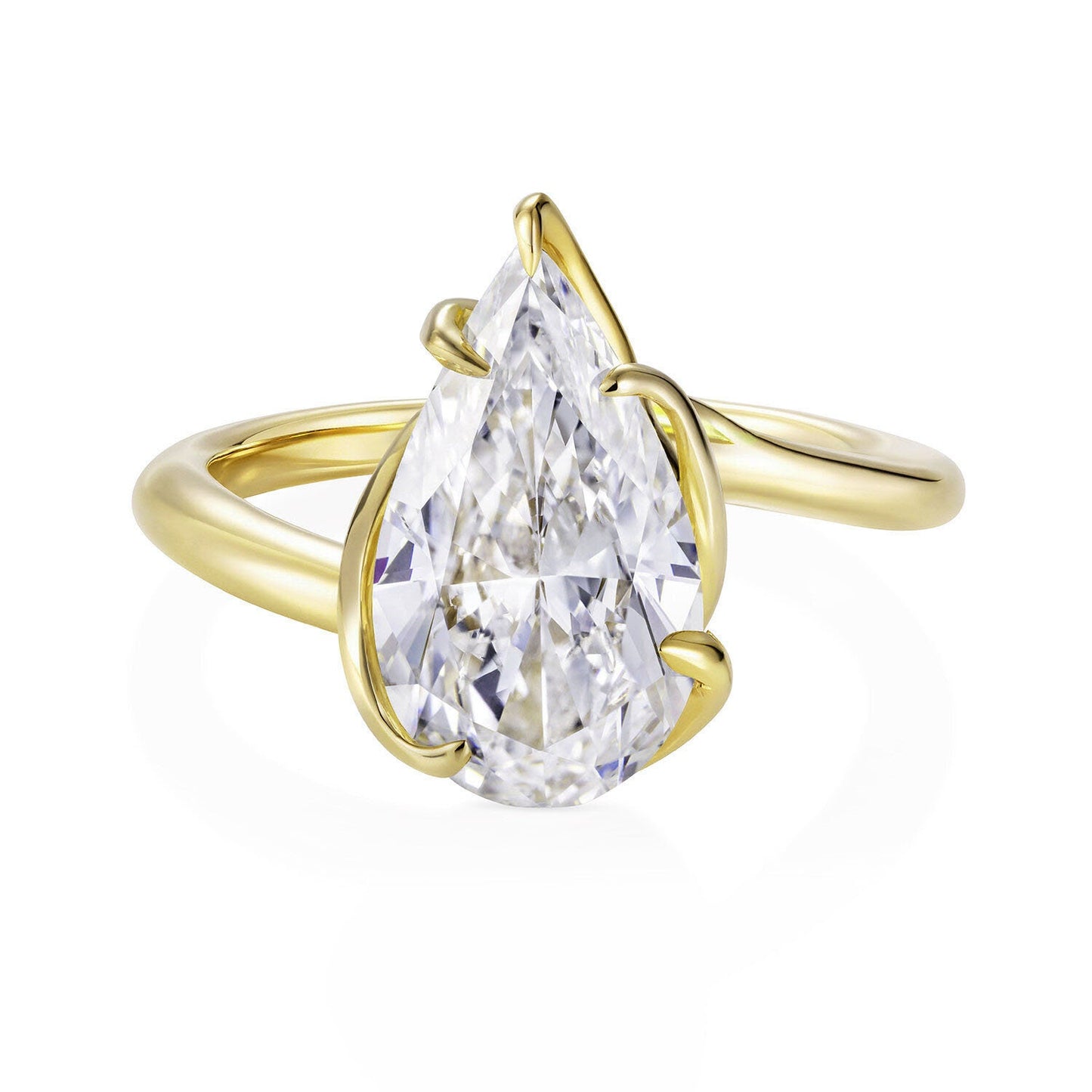 Pear Cut Moissanite Solitaire Engagement Ring, Twisted basket setting, unique set ring, ring for women, ring for her