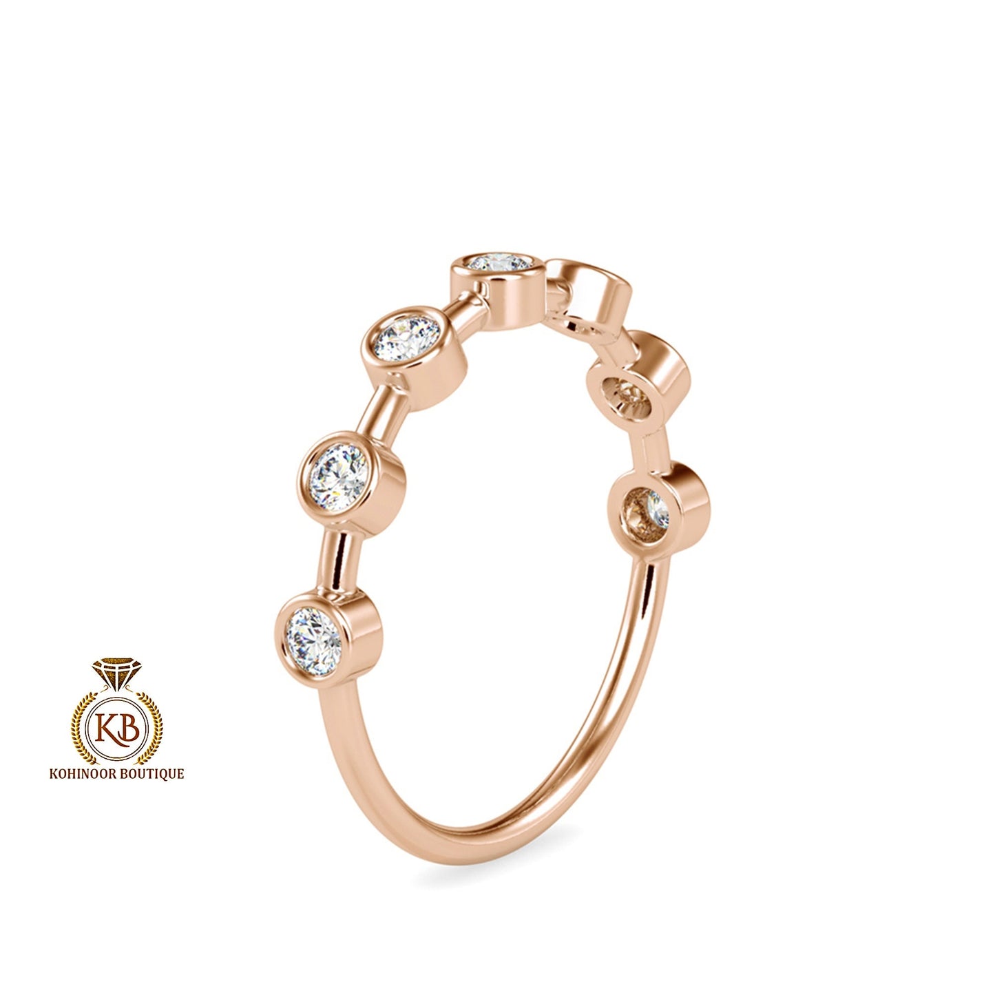 Moissanite Half\Full eternity band, Distance wedding band, stackable minimalist ring enhancer in 18k\14k\10k White\Yellow\Rose Gold