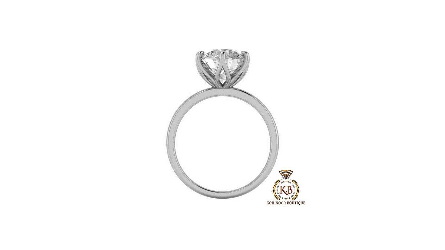 Tulip Lotus Prong flower basket Solitaire Moissanite Engagement Ring, ring for her, propsal ring, promise ring.
