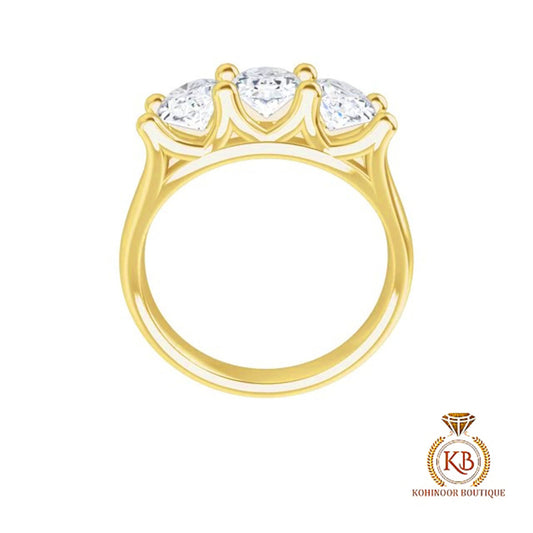 3 Stone Oval Trellis Set Moissanite Engagement ring, ring for her, gift for women, 3 stone anniversary band.