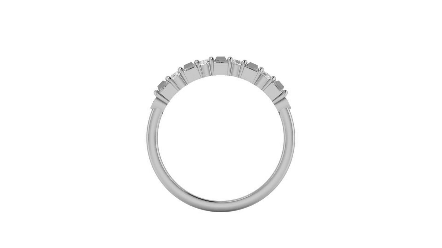 Pear & Tapered  Baguette Cut Mosaic Moissanite Half\Full Eternity Band, Minimalist Bridal stackable wedding band in White\Yellow\Rose Gold