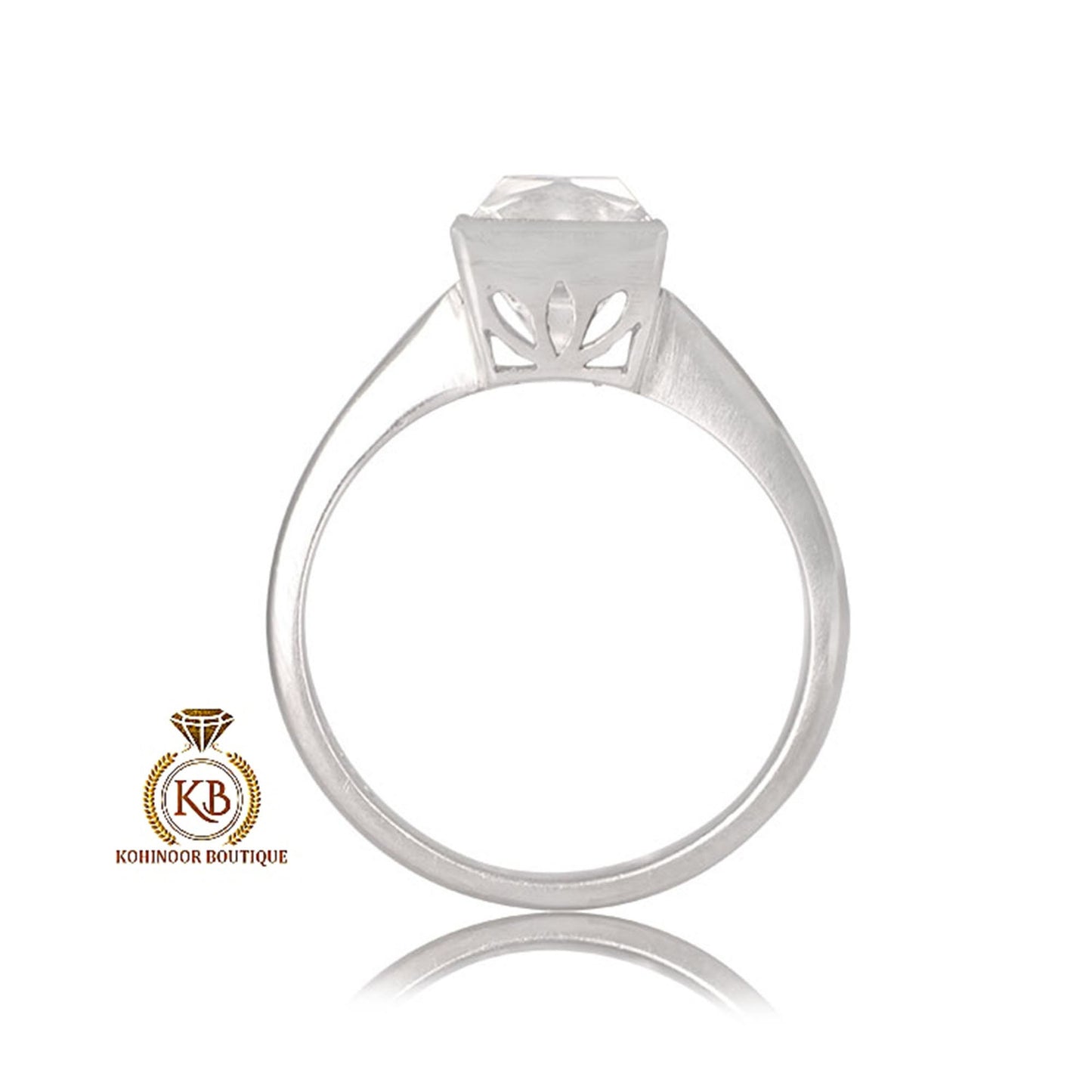 French cut Moissanite Bezel set Solitaire Engagement ring in 18k\14k\10k White\Yellow\Rose Gold