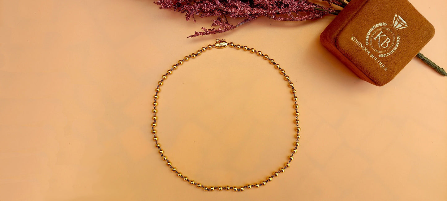 Ready to dispatch, Gold plated Ball n Chain Necklace with blackened gold links without pendant, Edwardian necklace, necklace for women