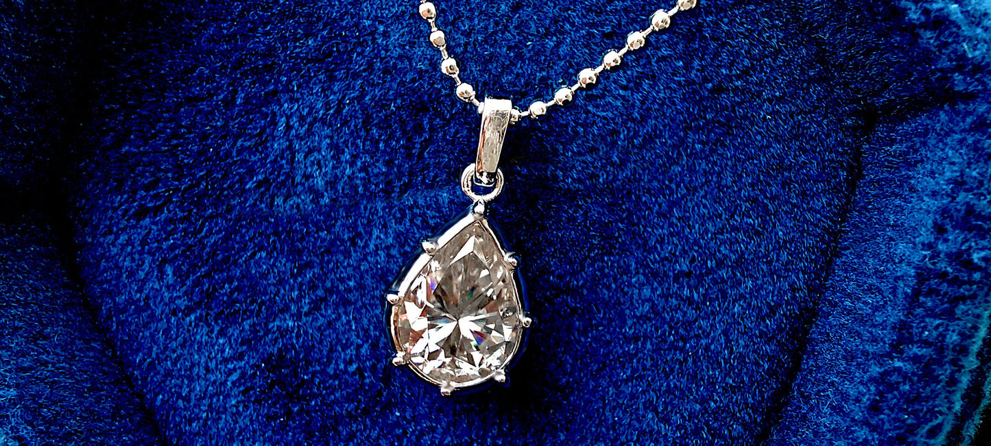 Pear Pendant, Georgian cut down set Solitaire Moissanite Pendant without chain, Pendant for women, Anniversary Gift, Gift for Girlfriend