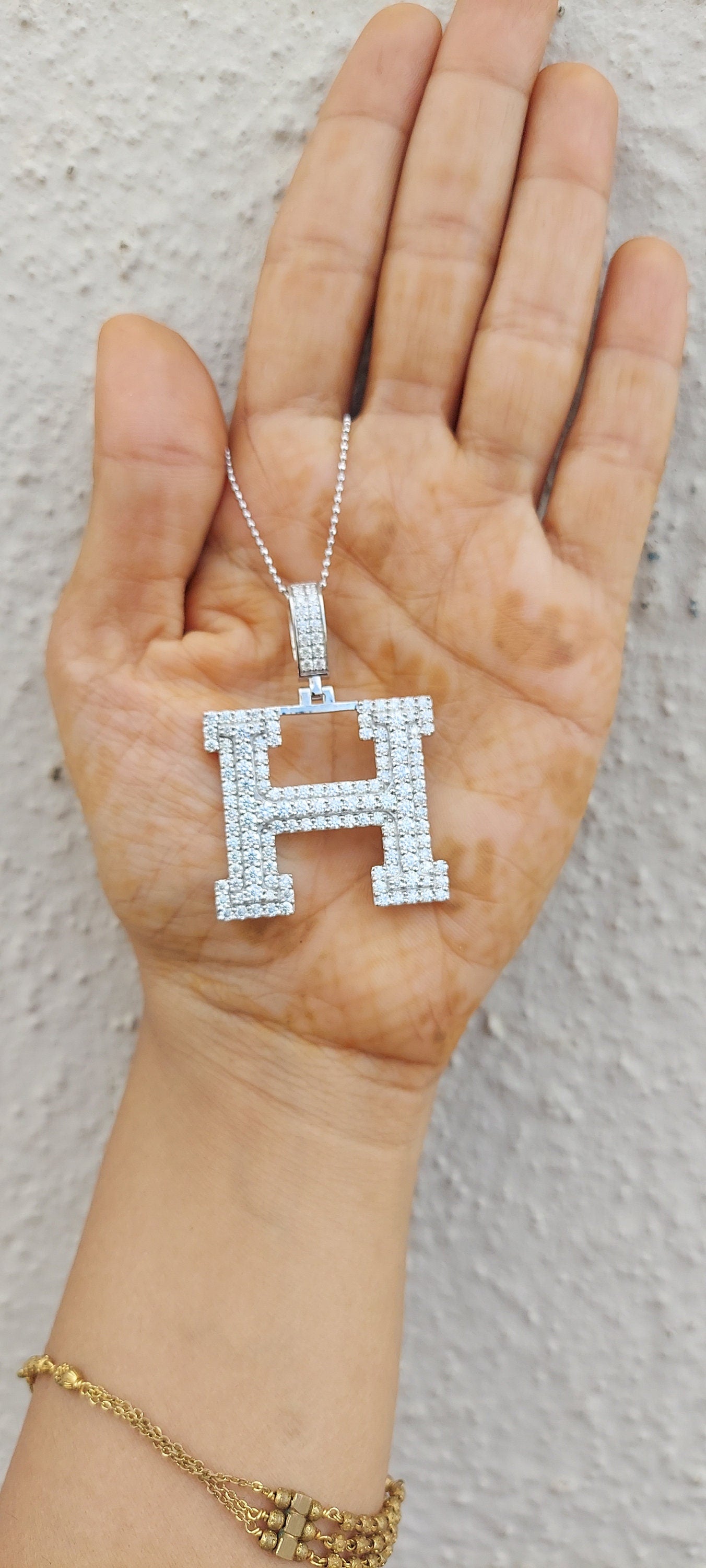 Hip Hop Pendant, Moissanite Alphabet Letter Pendant ,iced out Alphabet Initial Pendant in 10k\14k\10k Rose\White\Yellow Gold