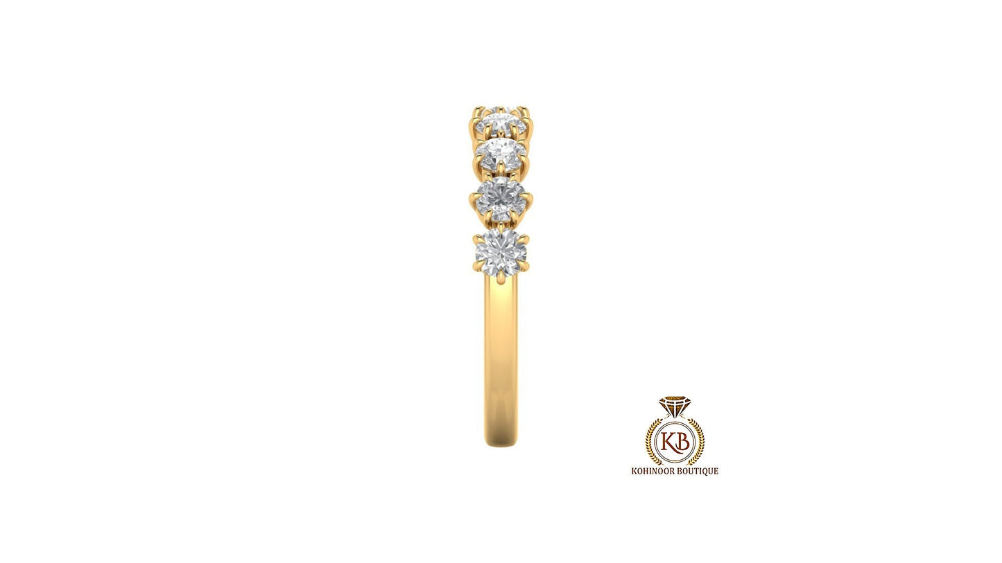 Round 9 stone Colorless Moissanite band, Anniversary gift, Wedding Band in 18k\14k\10k White\Yellow\Rose Gold