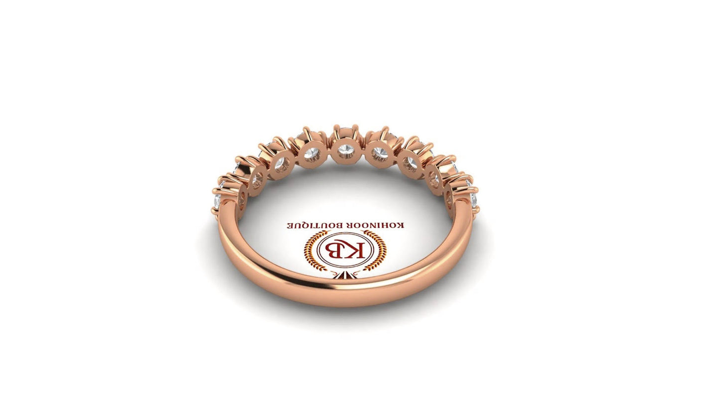 Round 9 stone Colorless Moissanite band, Anniversary gift, Wedding Band in 18k\14k\10k White\Yellow\Rose Gold