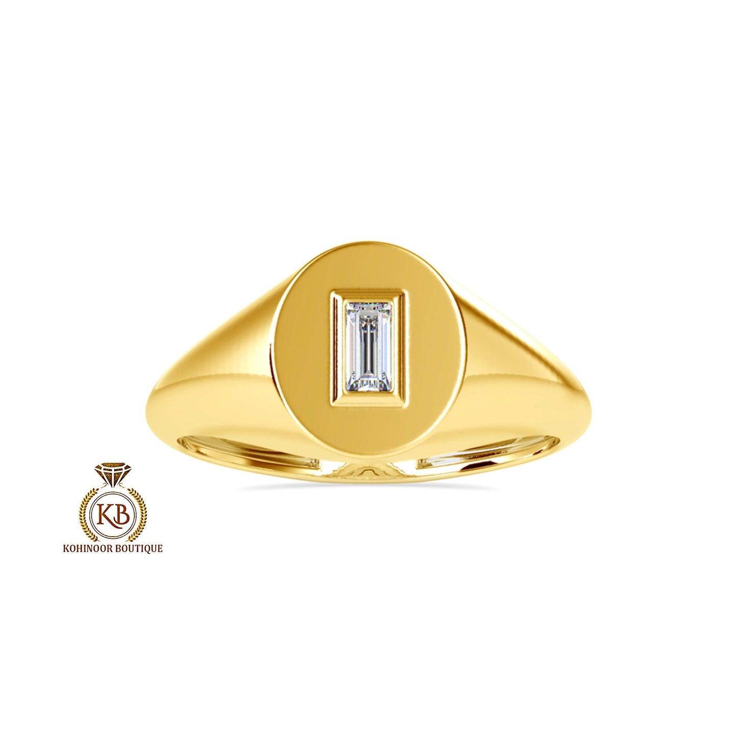 Baguette Cut Moissanite Signet ring, Gypsy Set engagement proposal ring ,Men\Women\Unisex\Gender Neutral ring, wedding band