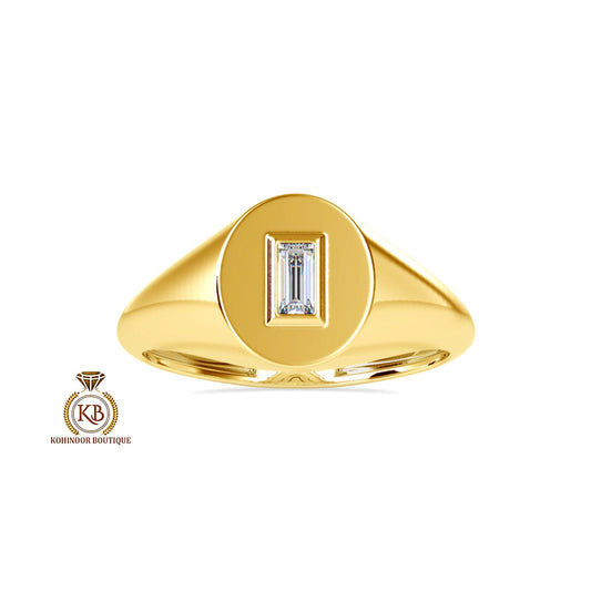 Baguette Cut Moissanite Signet ring, Gypsy Set engagement proposal ring ,Men\Women\Unisex\Gender Neutral ring, wedding band
